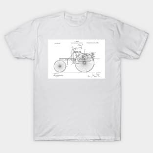 Benz 1888 self propelling vehicle, original patent drawing original white background T-Shirt